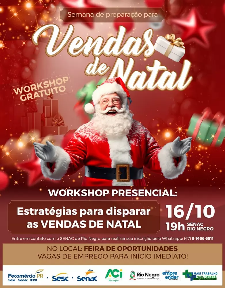 Rio Negro terá Feira de Empregos e workshop “Estratégias para Disparar as Vendas de Natal”